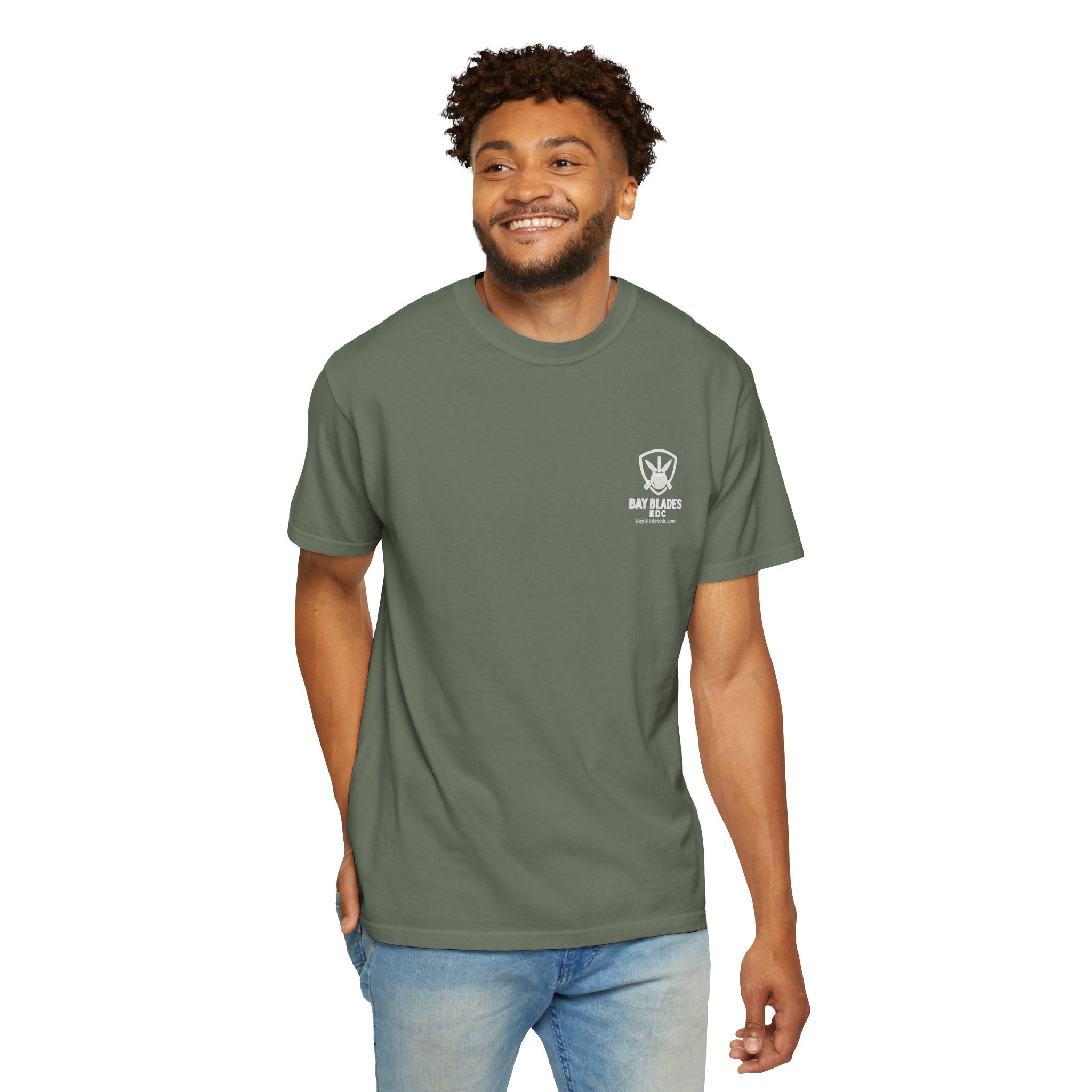 Skull Emblem Garment-Dyed T-Shirt — 'Enjoy What Matters' Graphic Tee