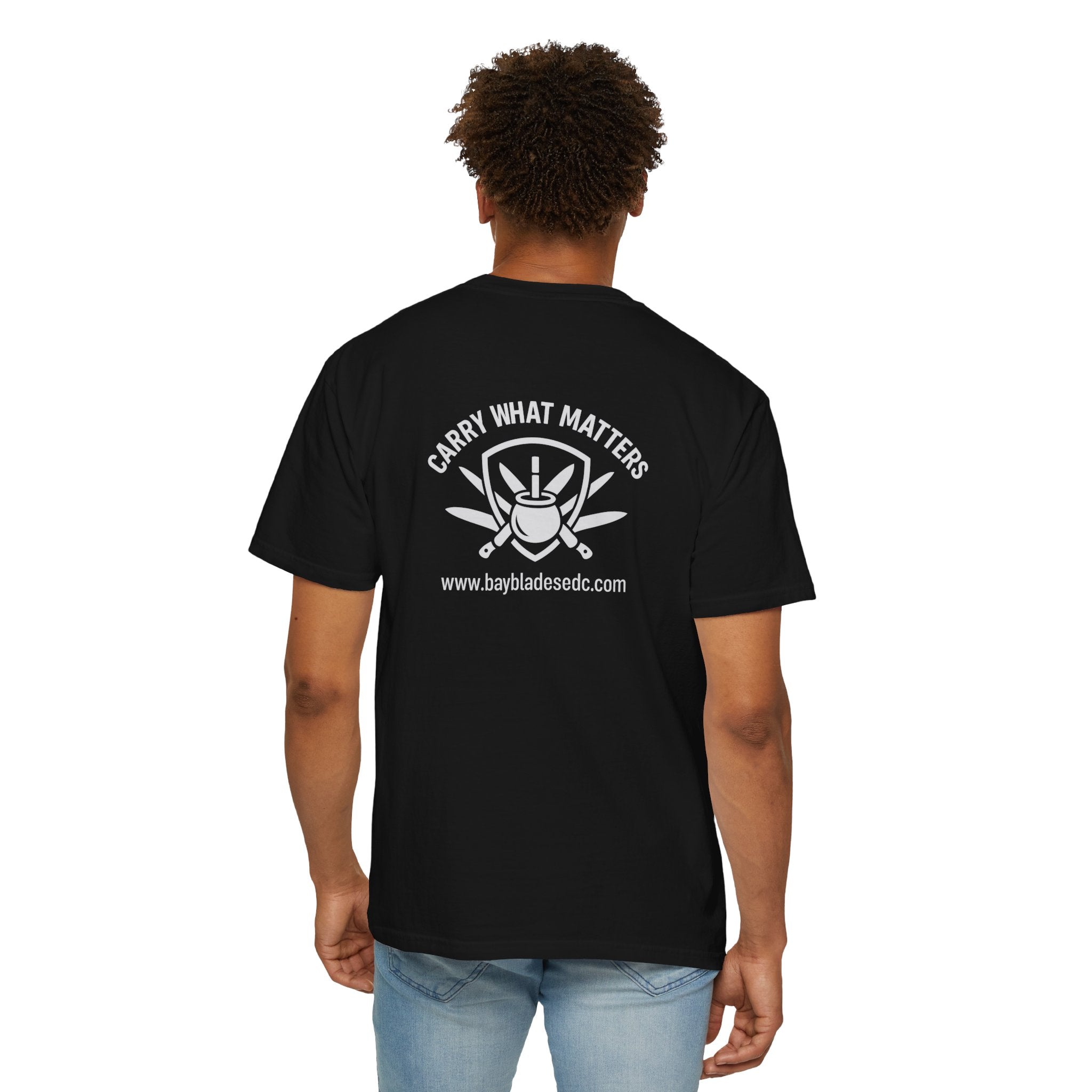 Skull Emblem Garment-Dyed T-Shirt — 'Enjoy What Matters' Graphic Tee