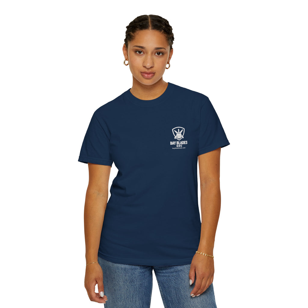 Skull Emblem Garment-Dyed T-Shirt — 'Enjoy What Matters' Graphic Tee