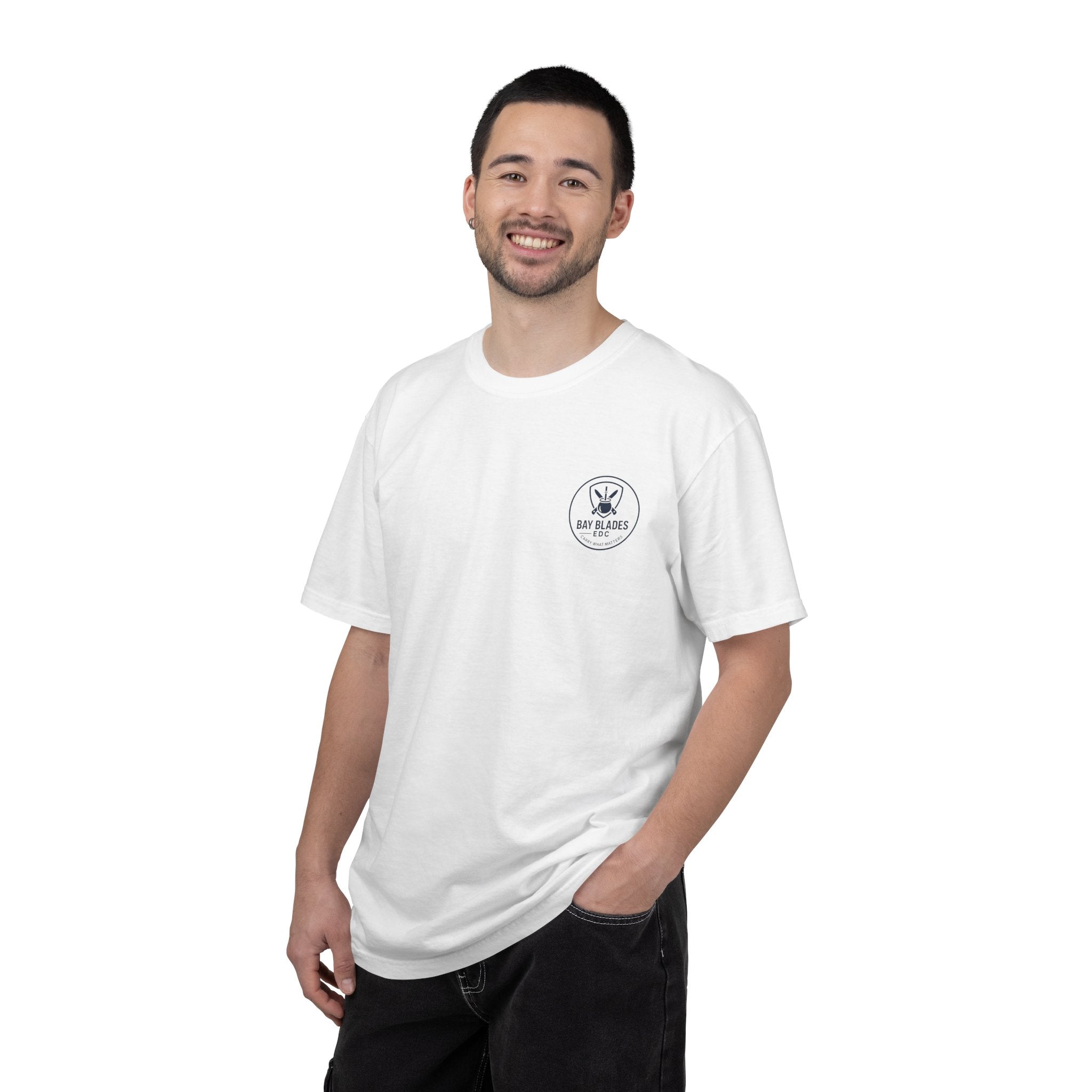 Skull Emblem Garment-Dyed T-Shirt — 'Enjoy What Matters' Graphic Tee