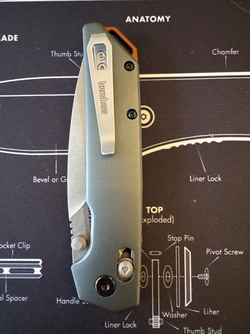 Kershaw Iridium DuraLock Gray 3" D2 Stainless Aluminum Folding Knife 2038ST