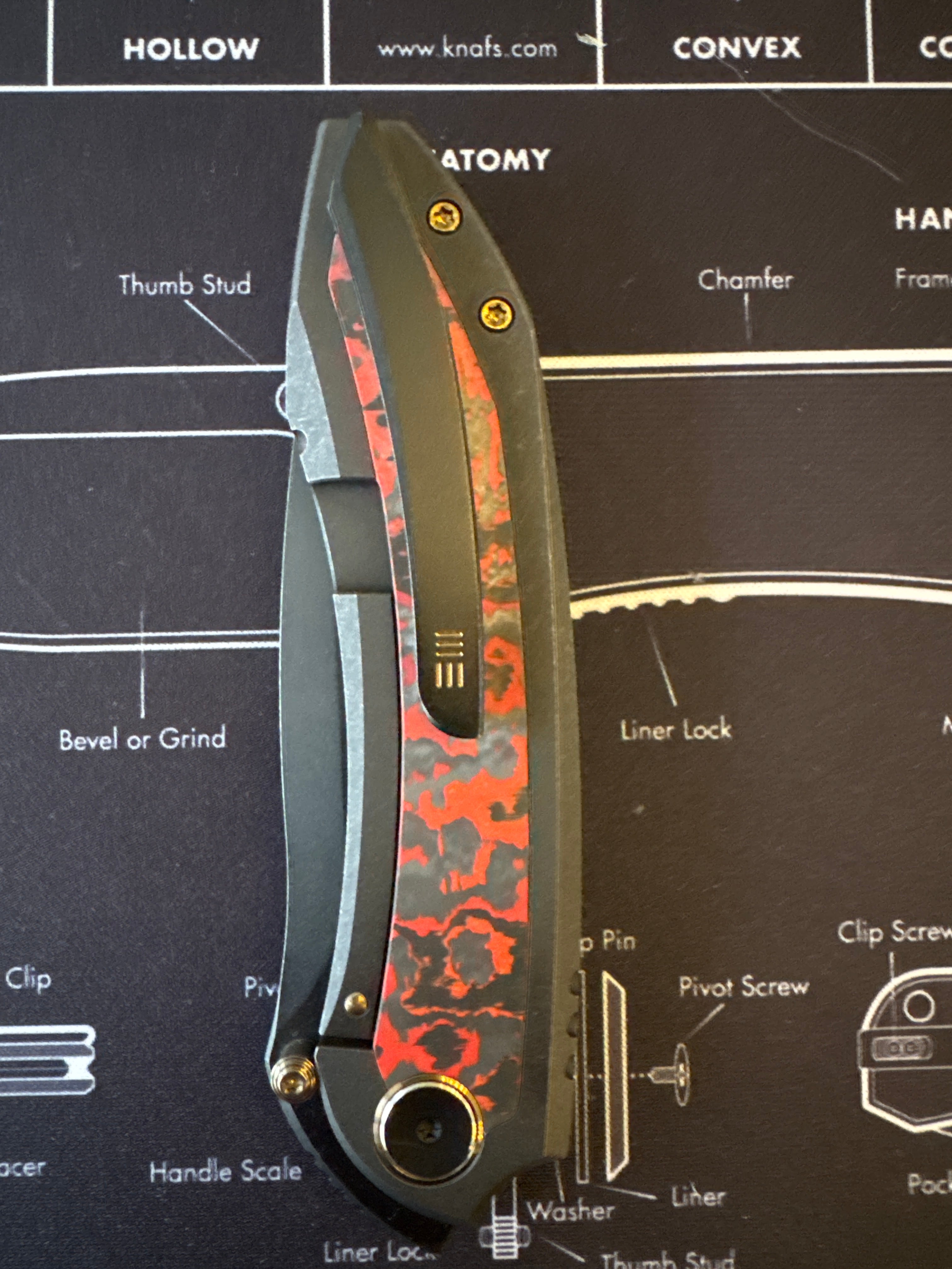 Prototype We Knife Winsom Knife M390 Steel Blade Titanium Red Fat Carbon 1 Of 1