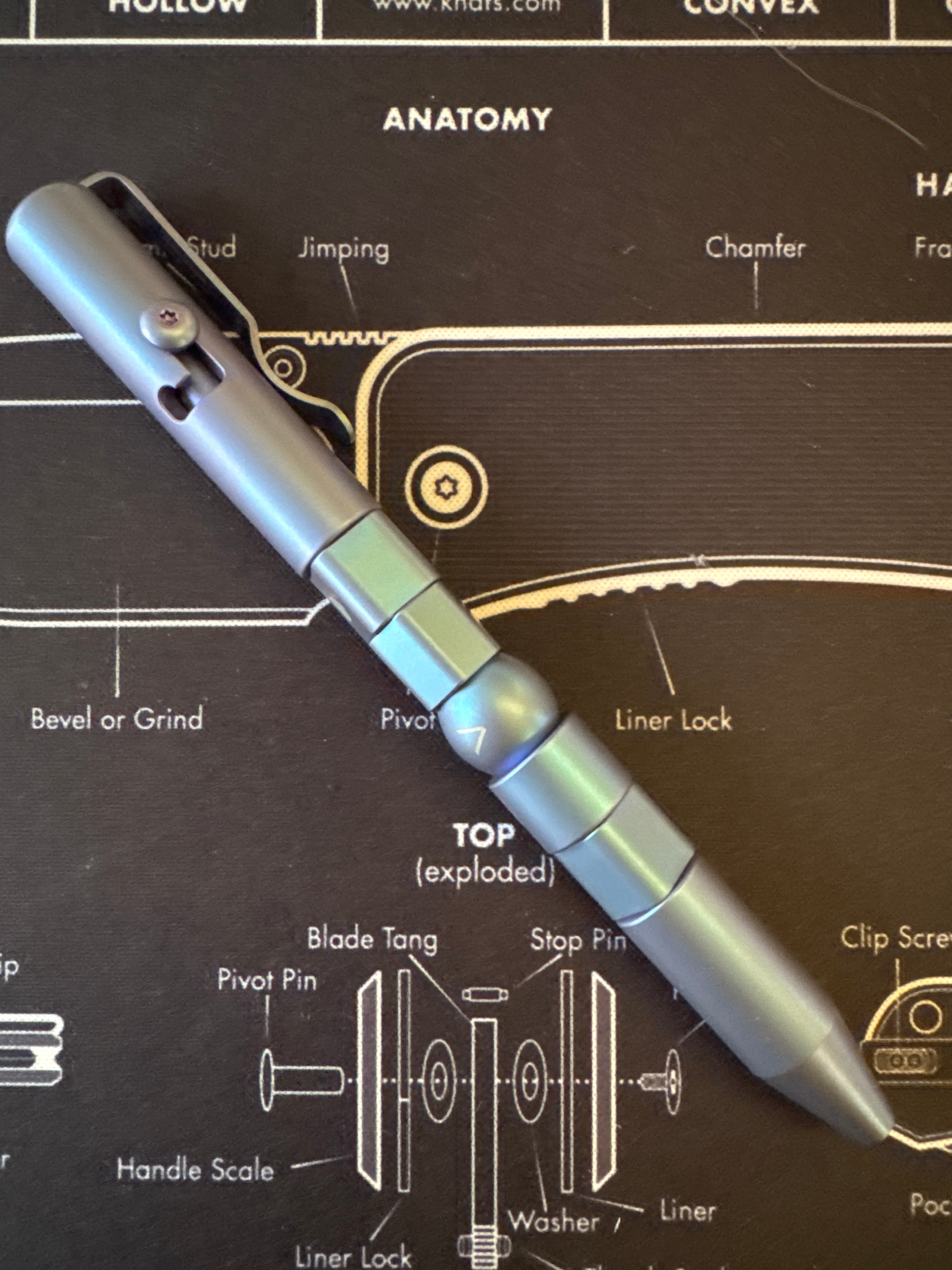 Kansept EDC Customizer Bolt Action Blue Anodized Titanium Pen with 'LOVE' Patter