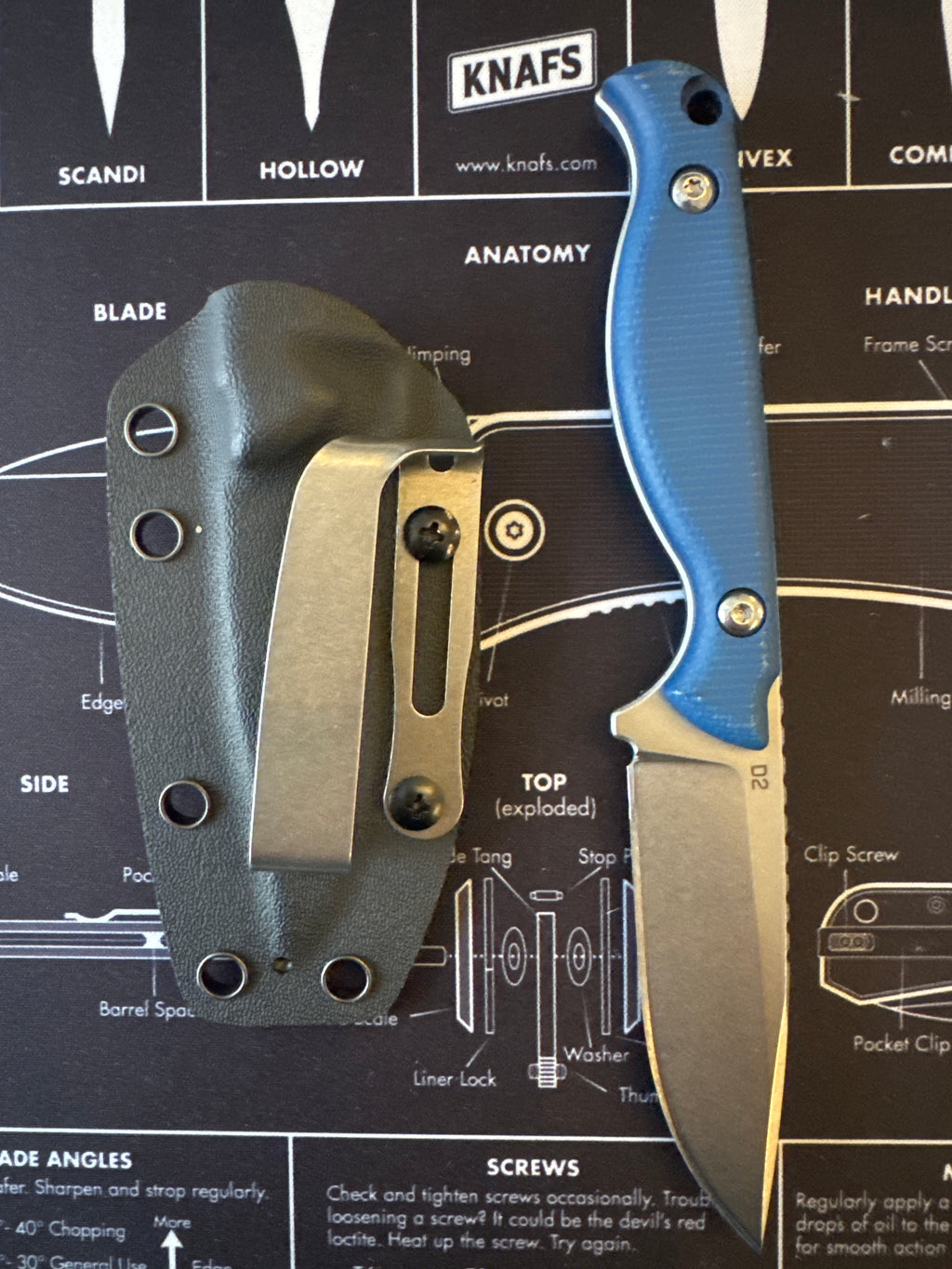 Fixes Blade Blue D2 Steel USA Fixed Blade Knife