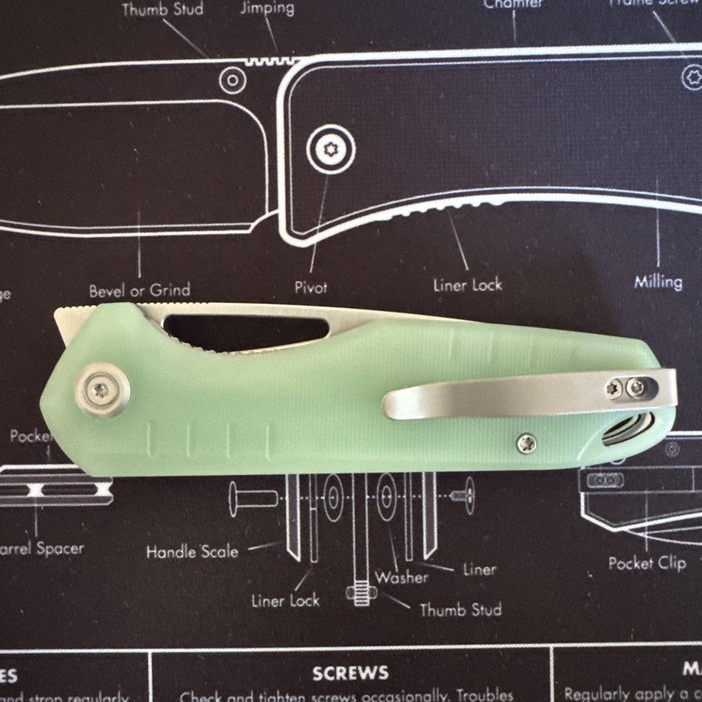 Kubey Doris Liner Lock Front Folding Knife Jade G10 Handle Satin Finish - KU324F
