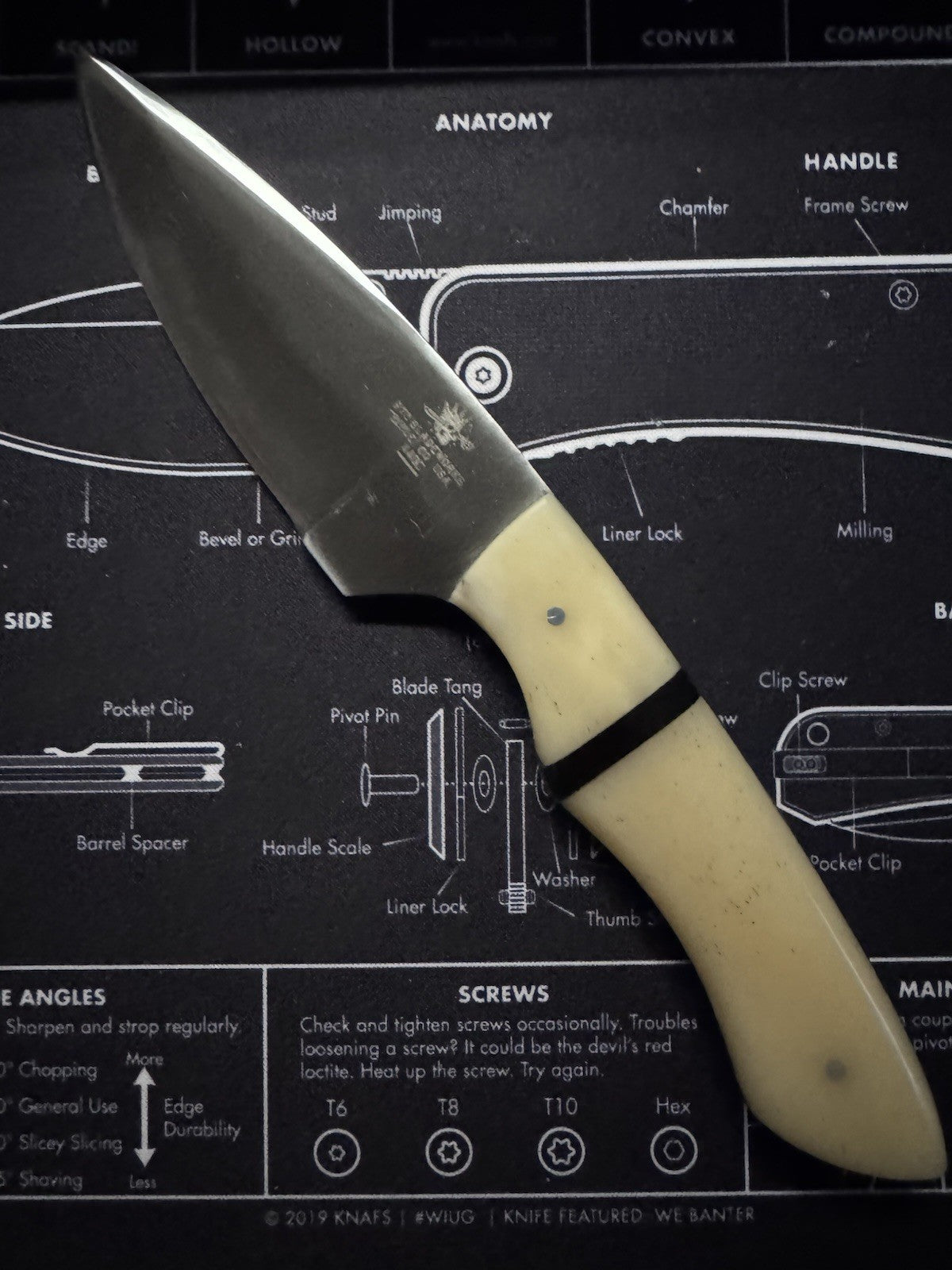 970 BladeWorks Handmade Hand Forged Hunting Knife Bone Handle w/ Cross Sheath