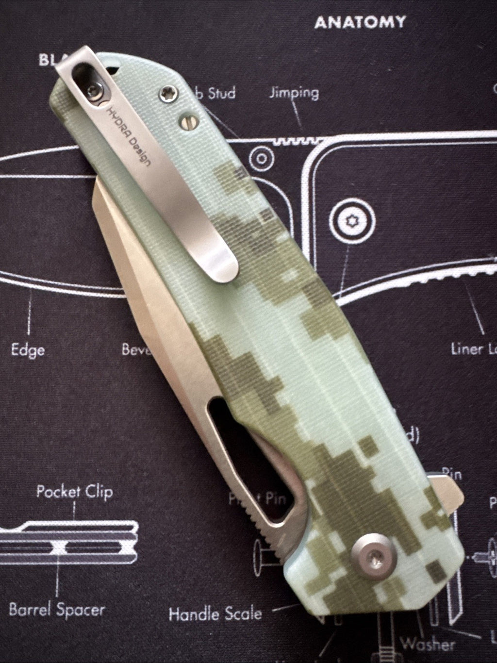 Kubey RDF Button Lock Folding Knife Camo G10 Handle AUS-10 Spear Point KU316C