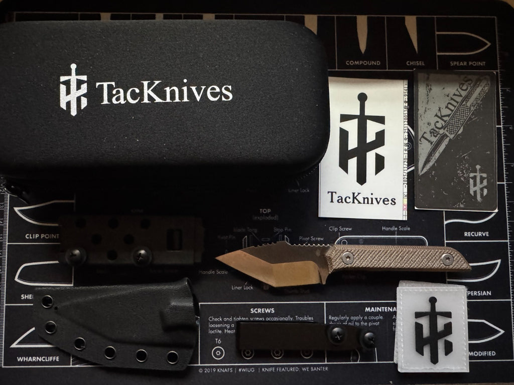 TacKnives Mini Marlin fixed Blade EDC - Brown Micarta - Satin Blade