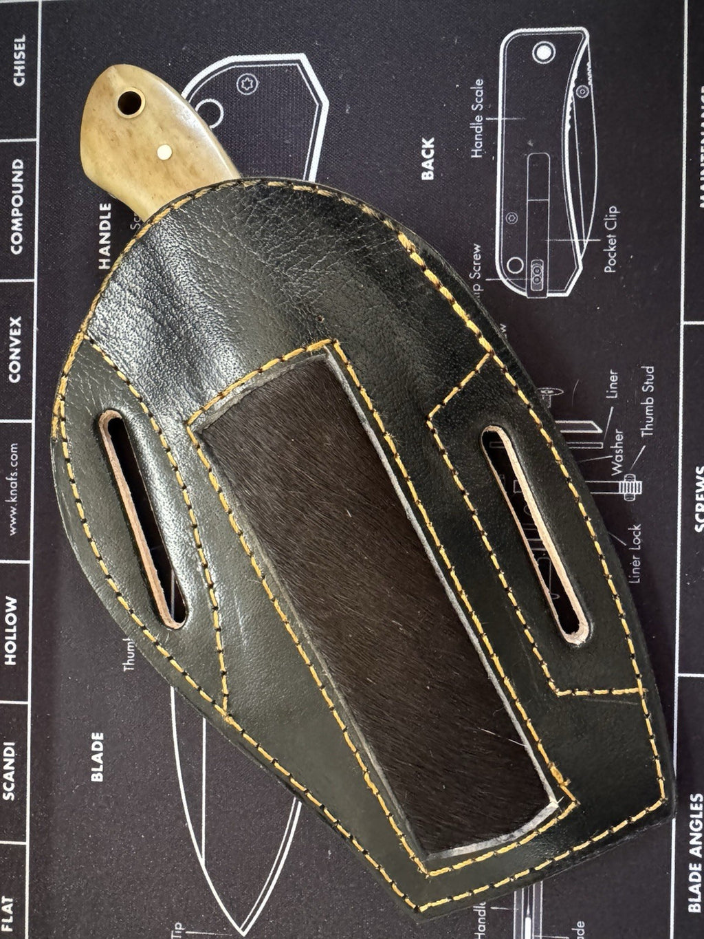 USA MADE Fixed blade - Damascus Blade - Wood And Bone Handlle - 970 Bladeworks