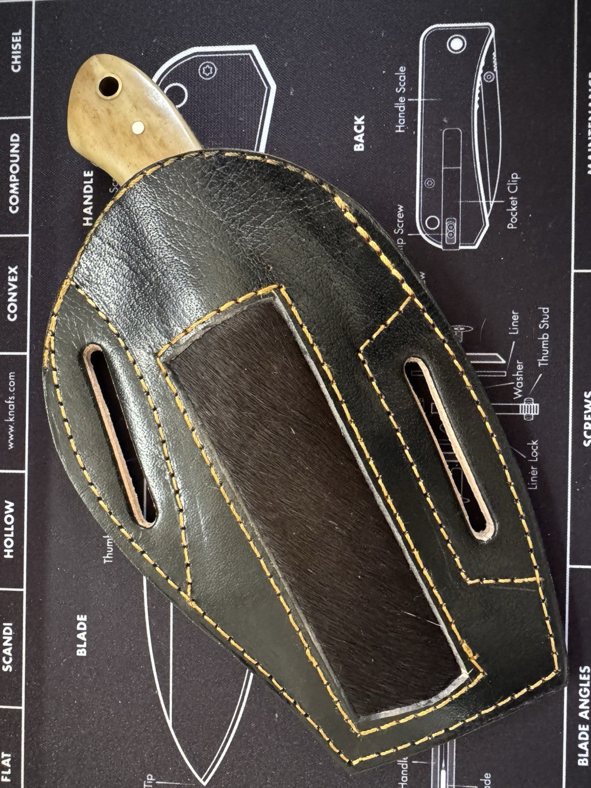USA MADE Fixed blade - Damascus Blade - Wood And Bone Handlle - 970 Bladeworks