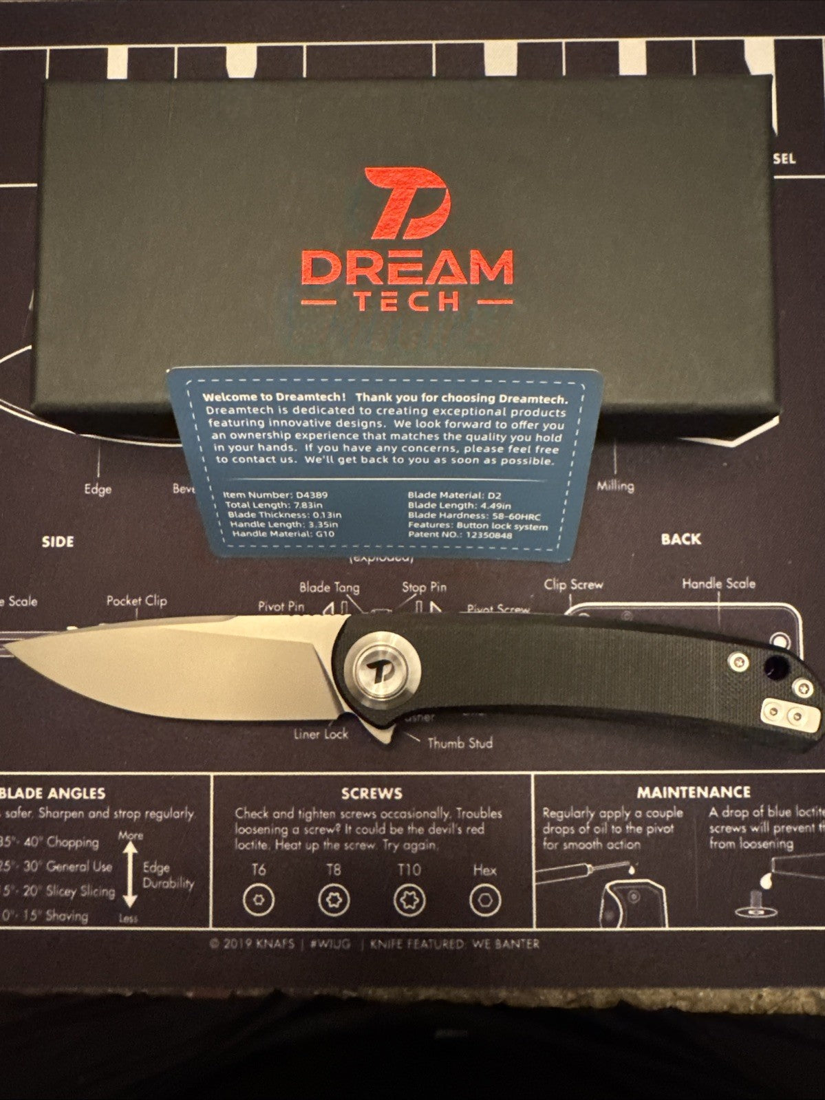Dreamtech, Button Lock System, Black G10 Handle, D2 Blade