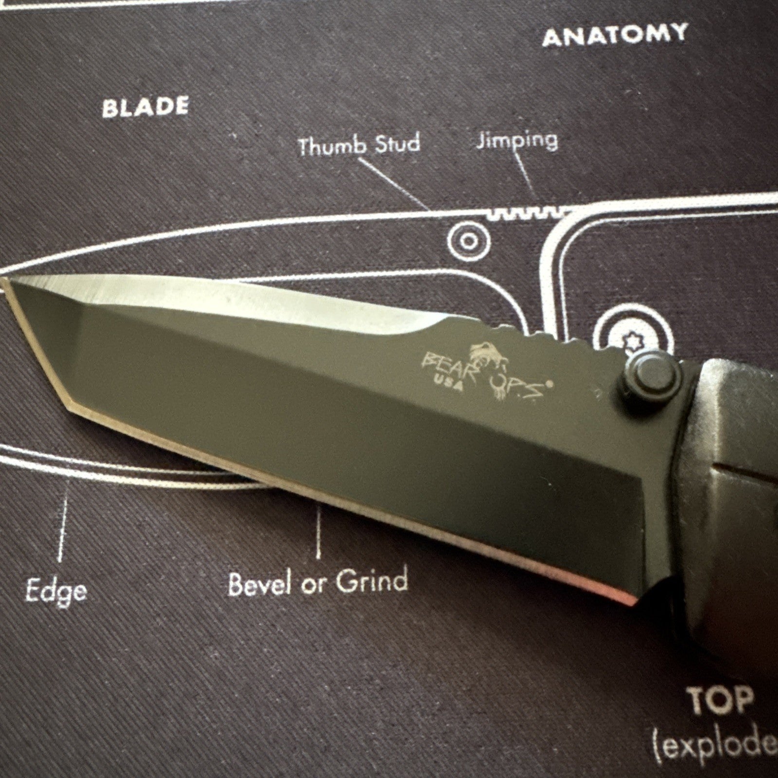 Bear Ops Rancor IV MC-550-AlBK-B-14C28N Made in USA Folding Knife Black Aluminum