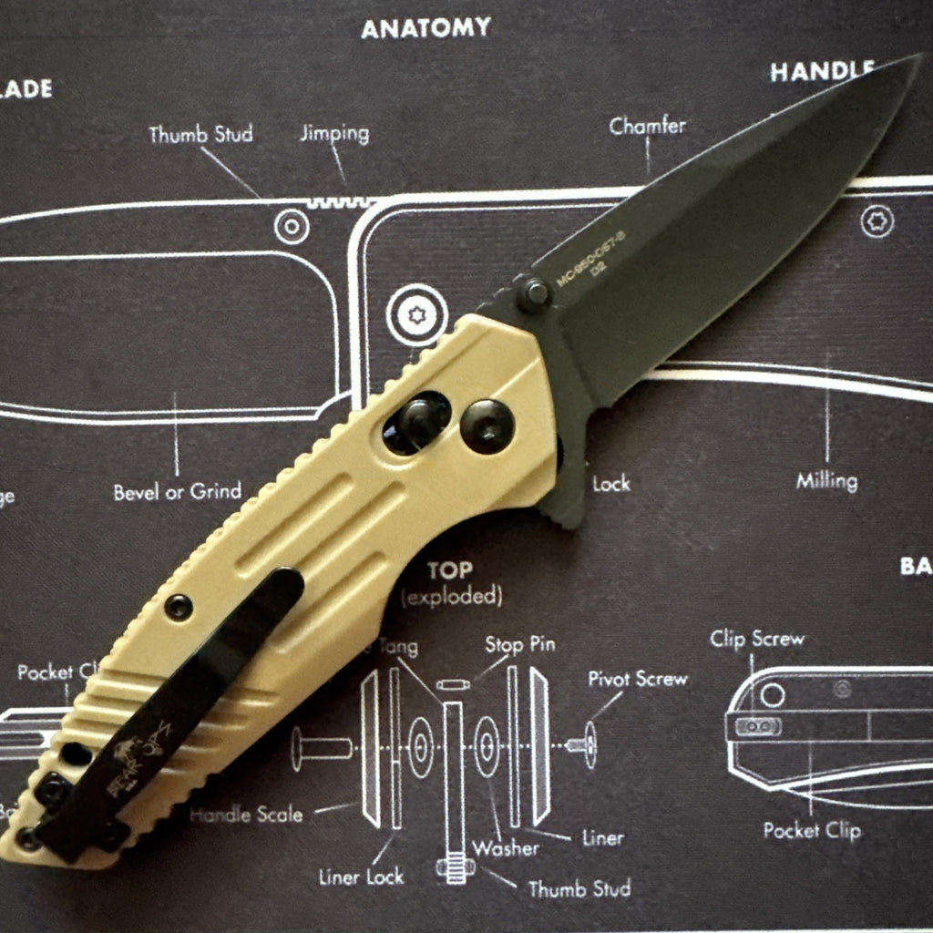 Bear & Son Rancor IX Slide Lock Flipper Knife 4-3/8" Blade - Desert Sand