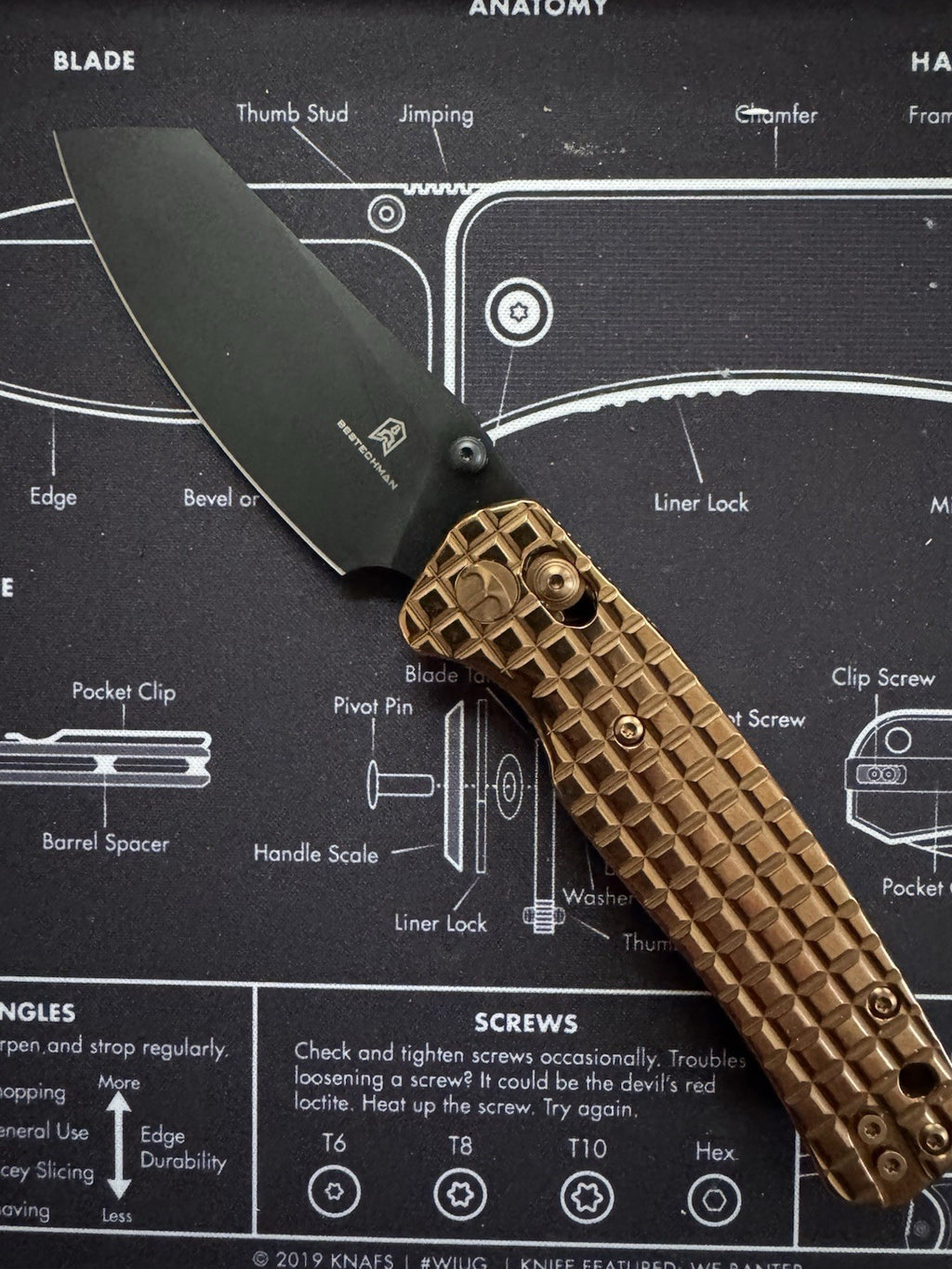 Cicada's Wing Bar Lock Knife Frag Pattern Bronze Stainless - 10CR15MOV