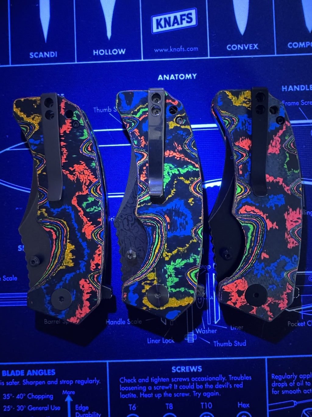 Ground Zero Set Of 3 Knives -  80s Camo Carbon