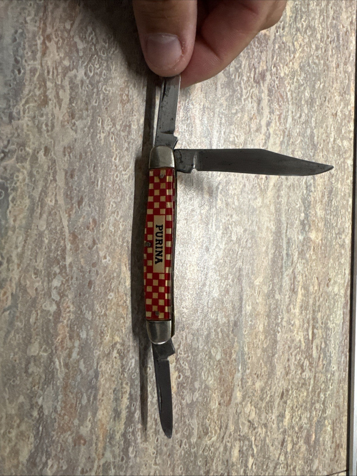 Kutmaster Purina Pocket Knife Folding Three Blade Vtg Advertising Utica NY USA