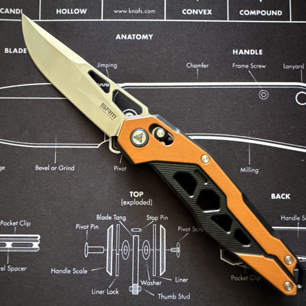 SRM Ambi Lock Folding Knife Mecha 9225-GJ (D2 Blade, G10 Handle)