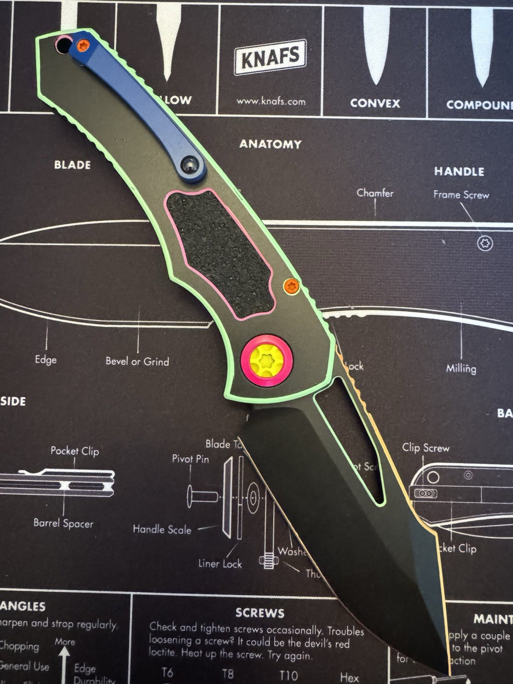 #43 Neon Cel Shading Heretic Pariah Manual Knife with Magnacut steel & DLC 80s