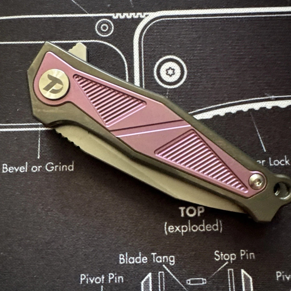 DREAMTECH Mini Folding Pocket Knife Titanium & Zirconium Handle M390 Blade Knife