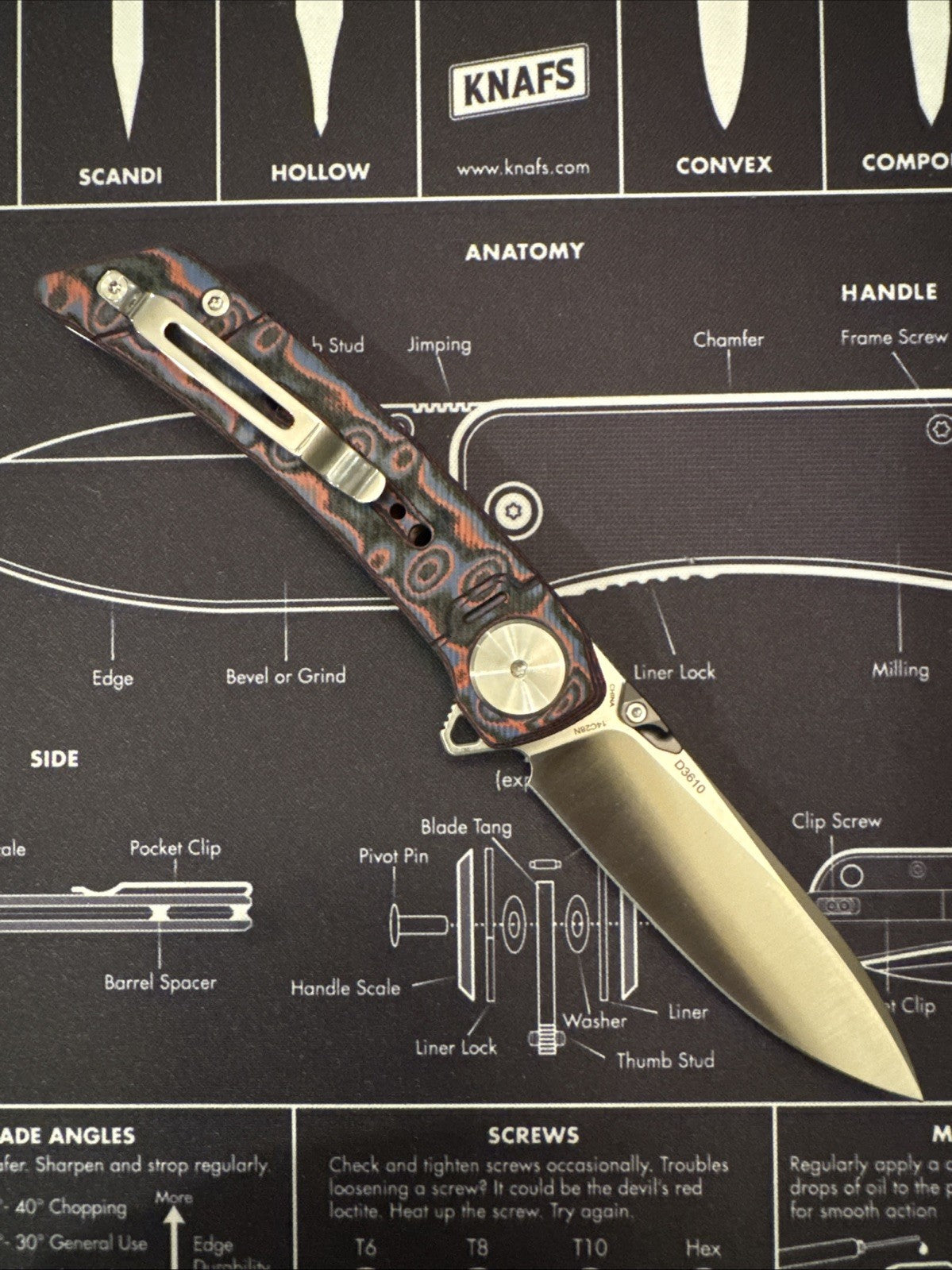 Dreamtech Micarta Handle, 14C28N Blade, Model: d3610MR (spiderman)
