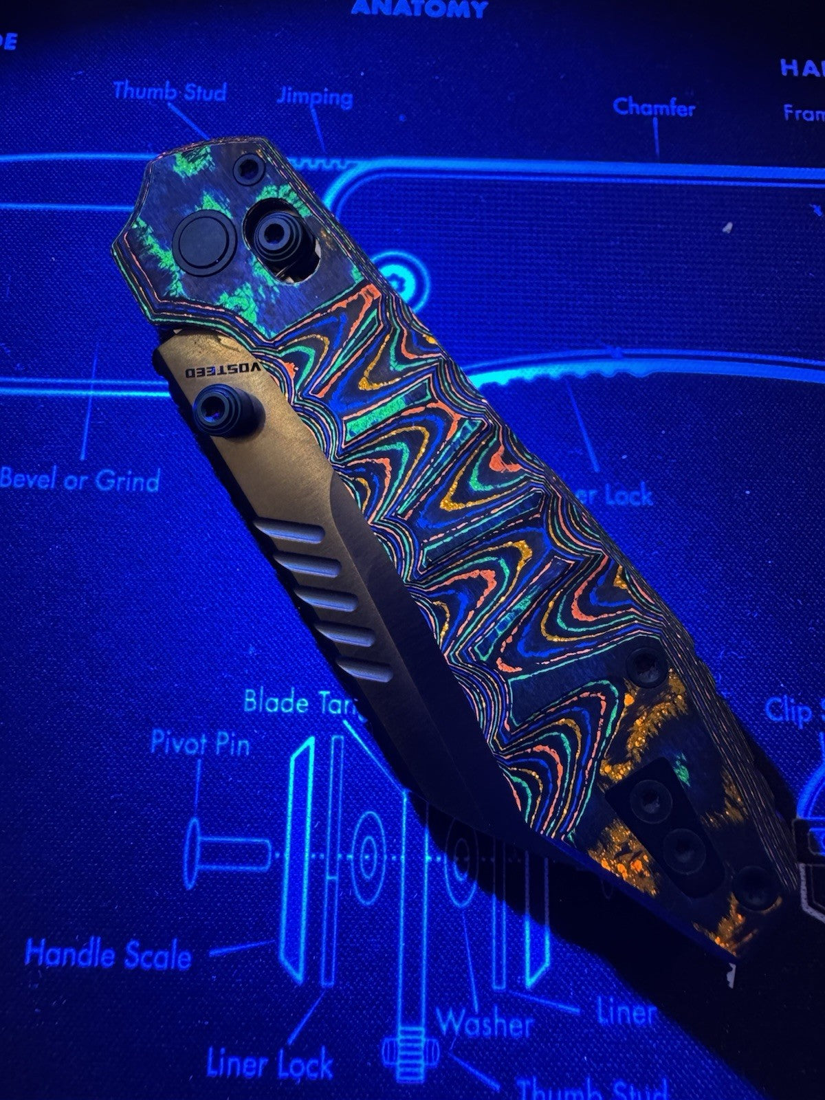 Vosteed Mini RSKAOS 80s Camo Carbon M390 BROP Br-op Exclusive Sculpted By lishen