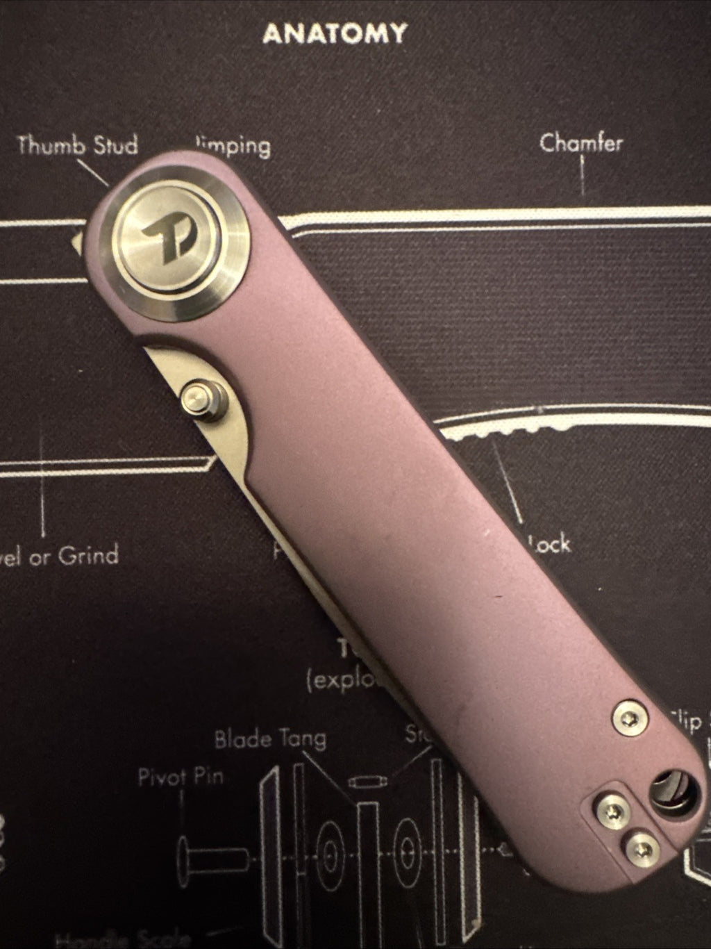 Dreamtech Button Lock, Purple Titanium Handle, DG10 Blade, Model D4245TP