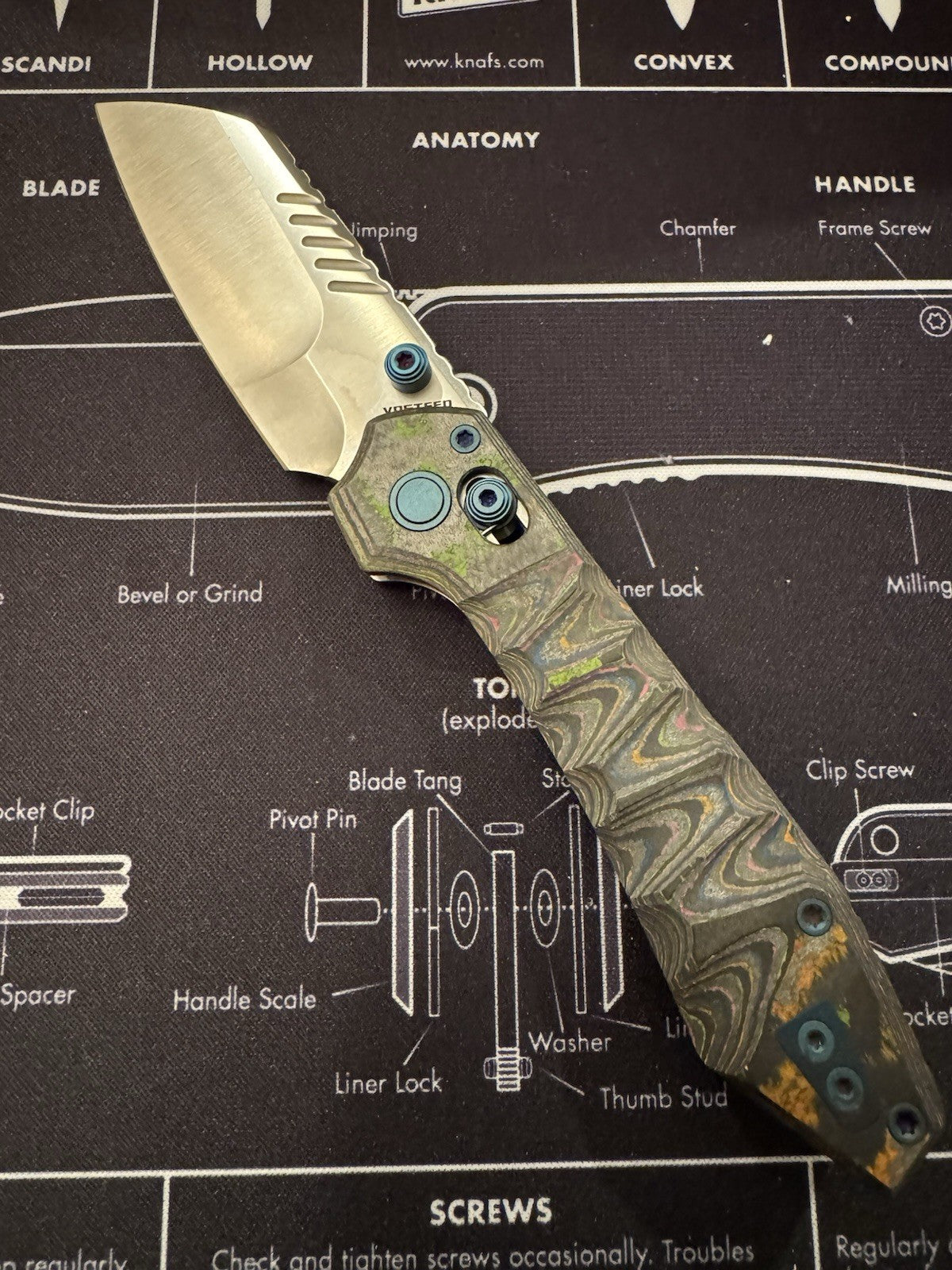 Vosteed Mini RSKAOS 80s Camo Carbon M390 BROP Br-op Exclusive Teeth!