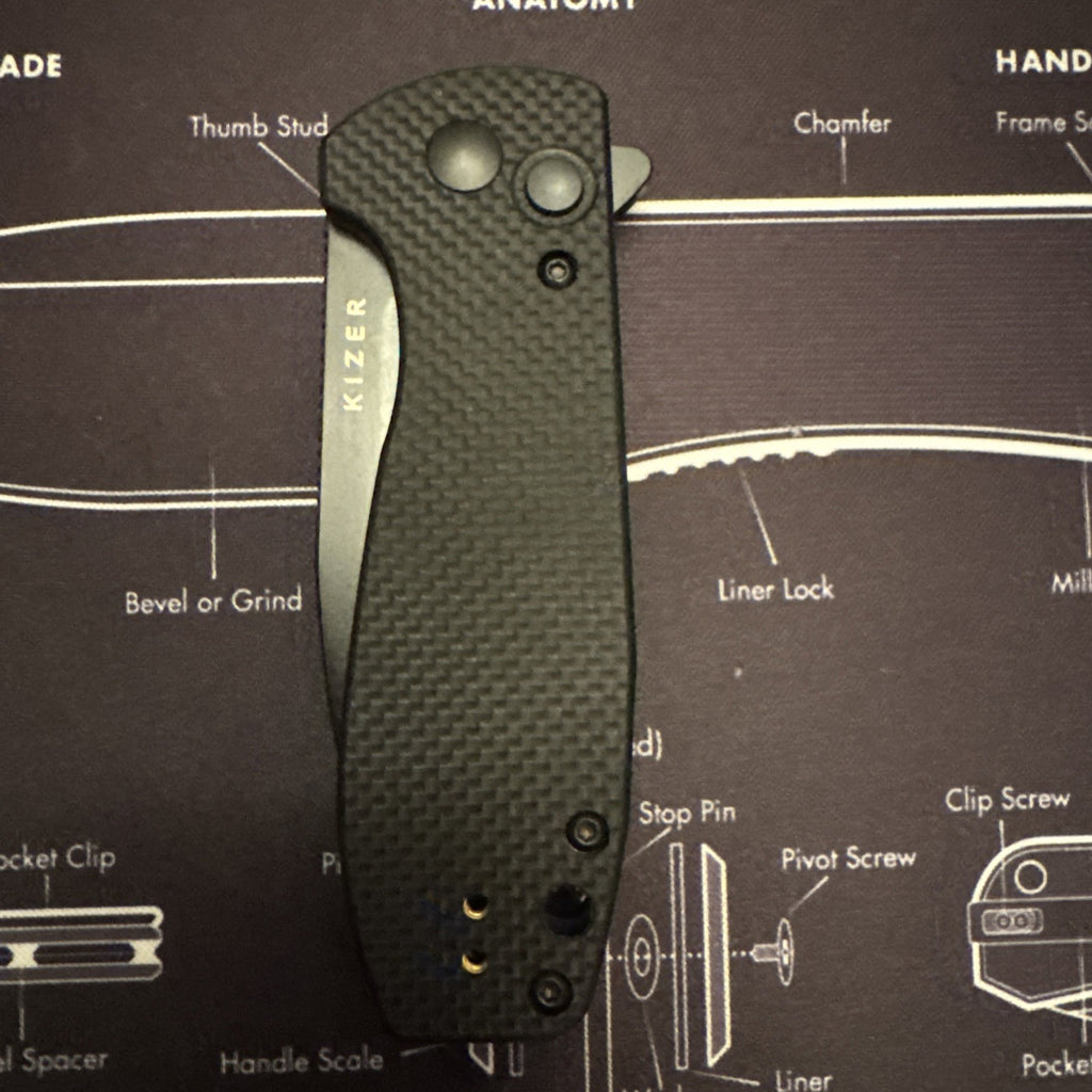 Kizer Amicus EDC Black G-10 Handle Black 9Cr18MoV Blade Bonus Lanyard