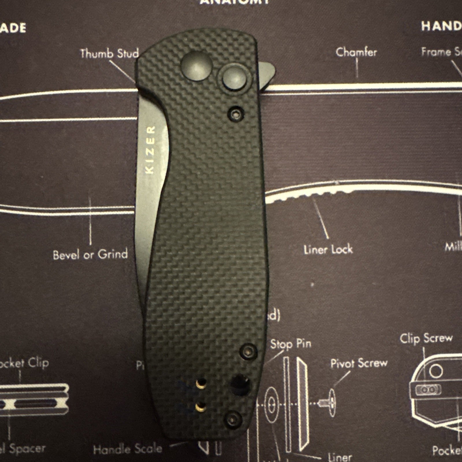 Kizer Amicus EDC Black G-10 Handle Black 9Cr18MoV Blade Bonus Lanyard