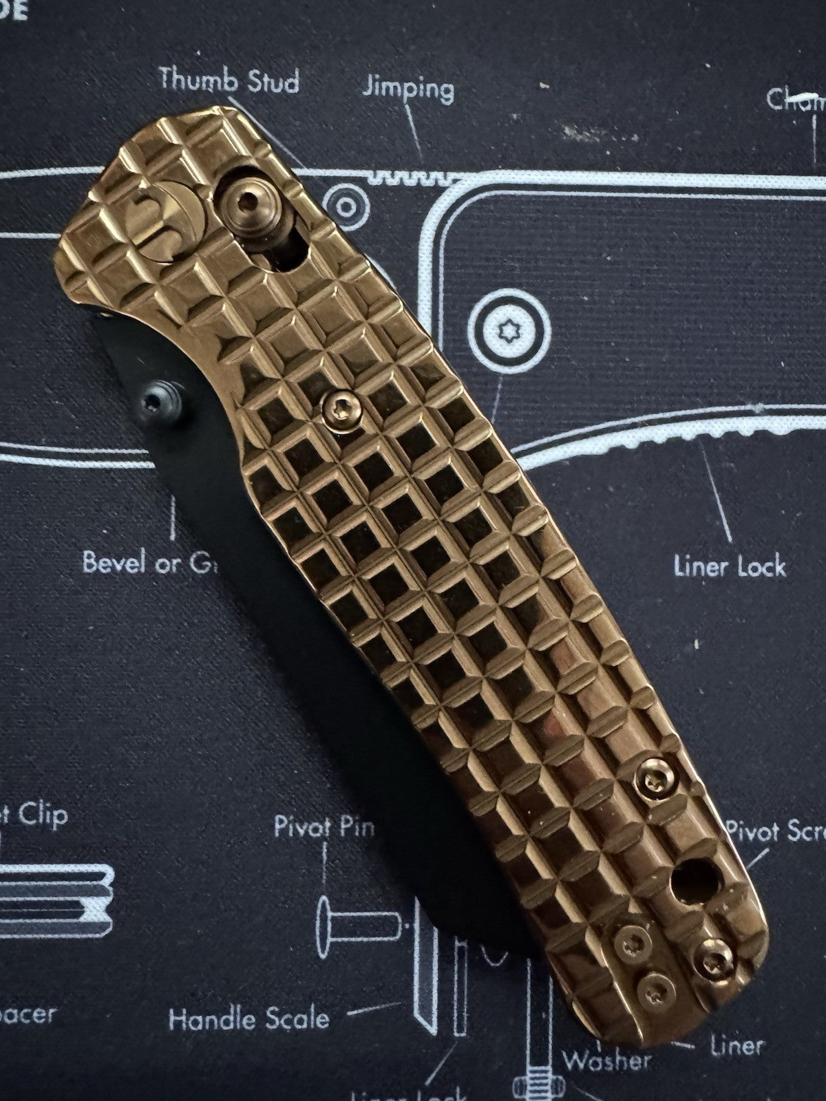 Cicada's Wing Bar Lock Knife Frag Pattern Bronze Stainless - 10CR15MOV