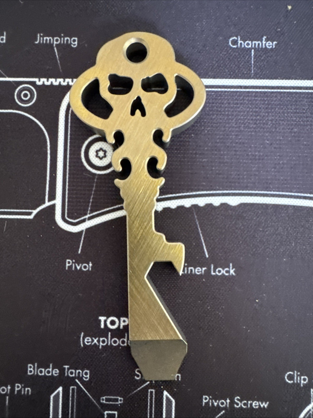 Chaves Knives Titanium Anodized Bronze Color Skeleton Key Prybar  - Brand New!