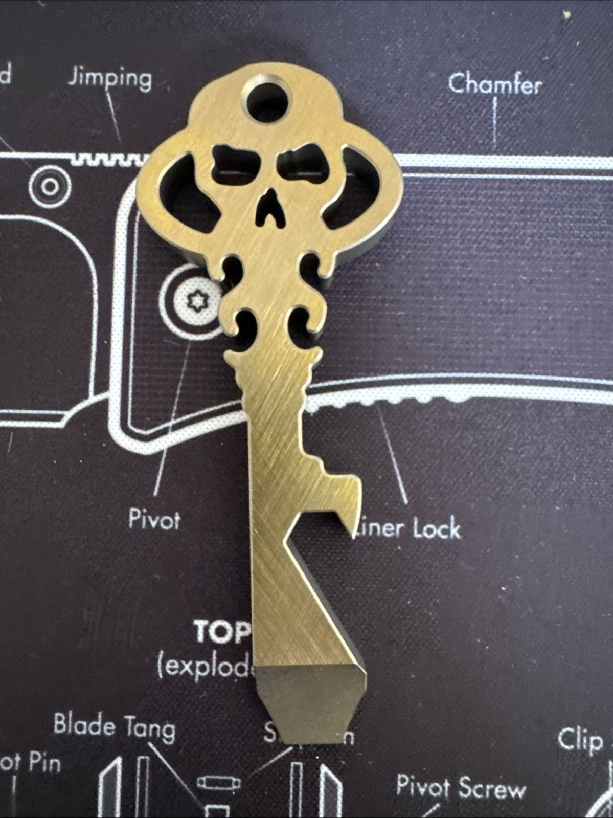 Chaves Knives Titanium Anodized Bronze Color Skeleton Key Prybar  - Brand New!