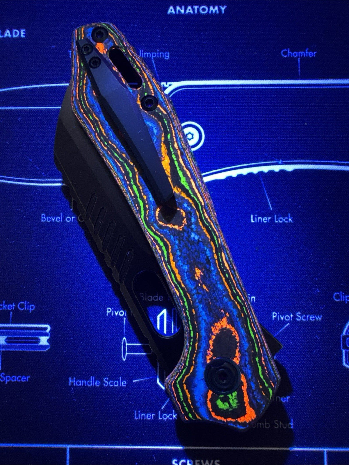 Vosteed RSKAOS EDC Blade BR OP Exclusive- 80s Camo Carbon Handle M390 Blade  NIB