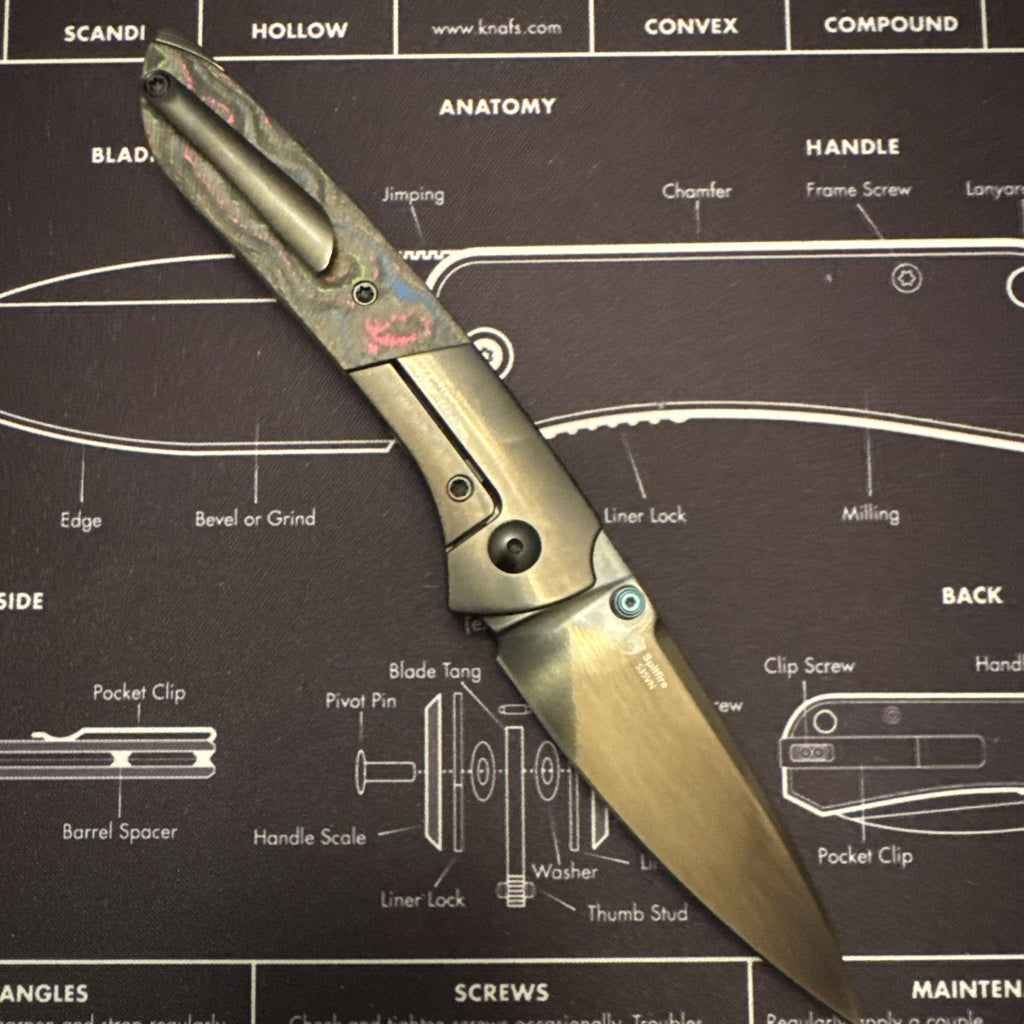 Kizer Spitfire Folding Knife Ti/Camo Carbon 80's Handle S35VN Plain Ki3690A2