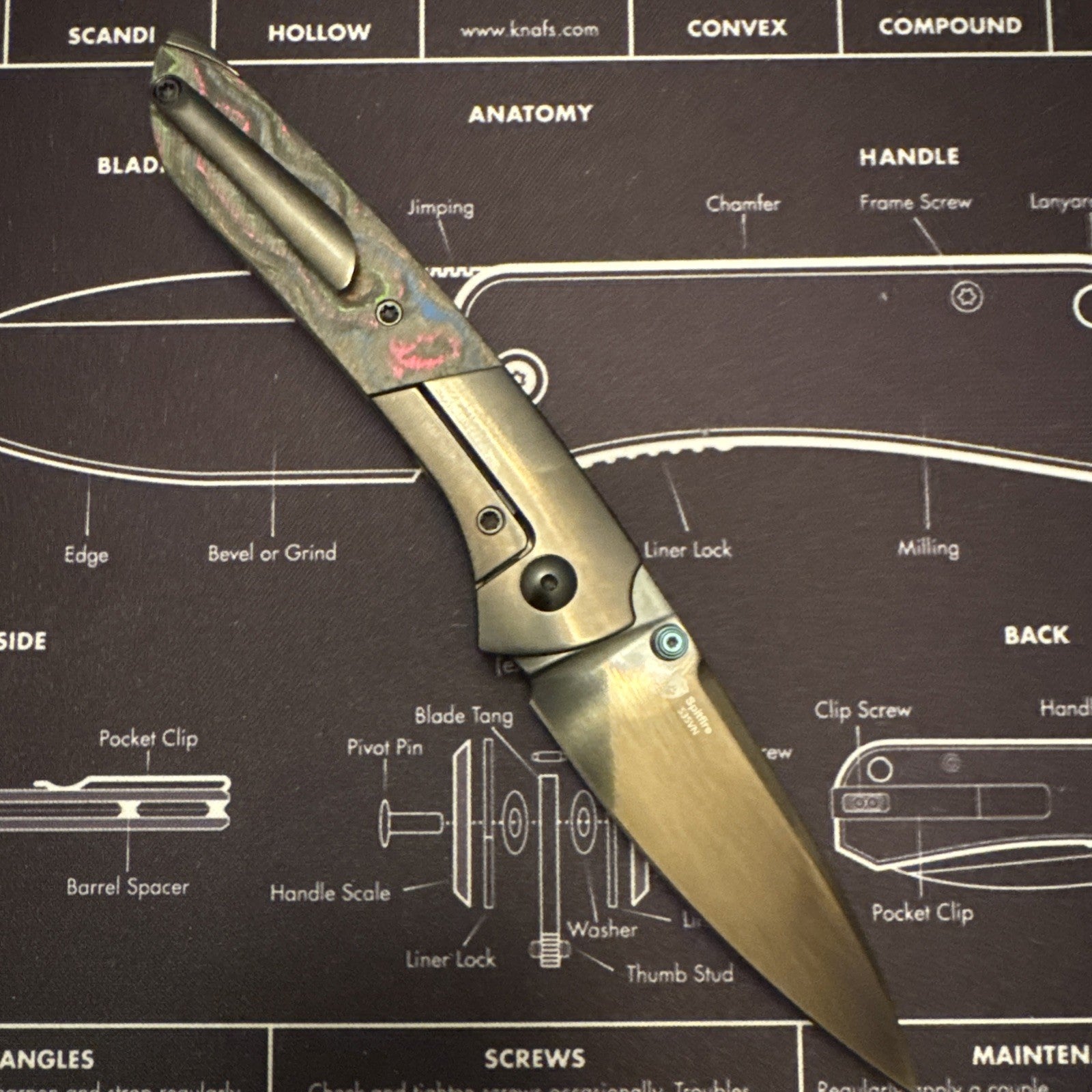 Kizer Spitfire Folding Knife Ti/Camo Carbon 80's Handle S35VN Plain Ki3690A2