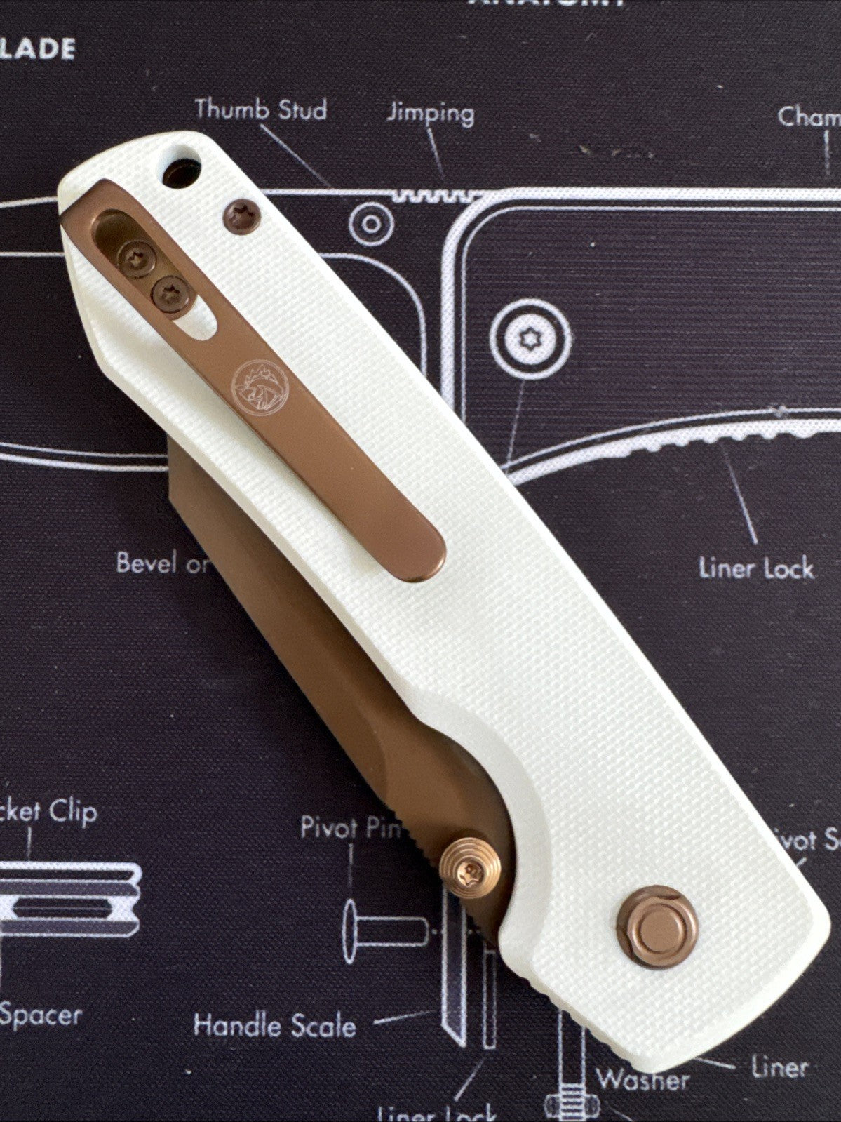 Vosteed Raccoon 2.0 Copper Dune White G10 Handle Folding Knife