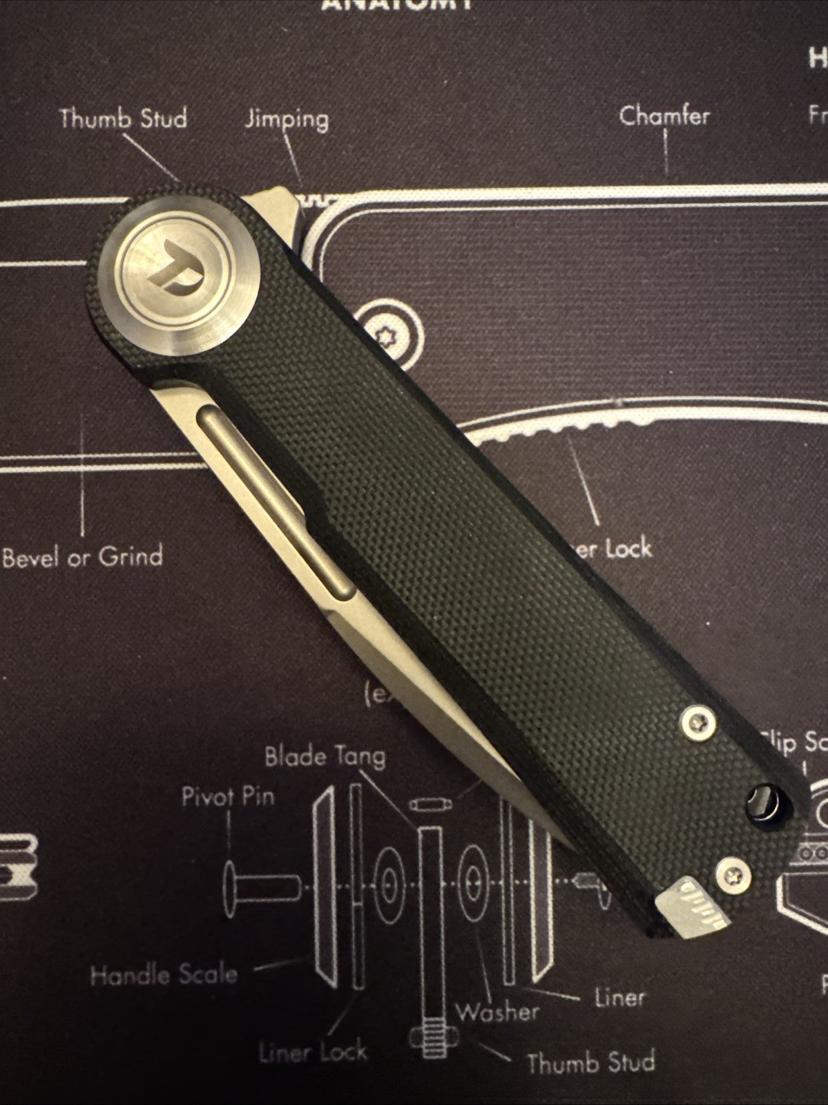 Dreamtech, Titanium Toothpick, Button Lock, Black G10 Handle, D2 Blade,D4134GB