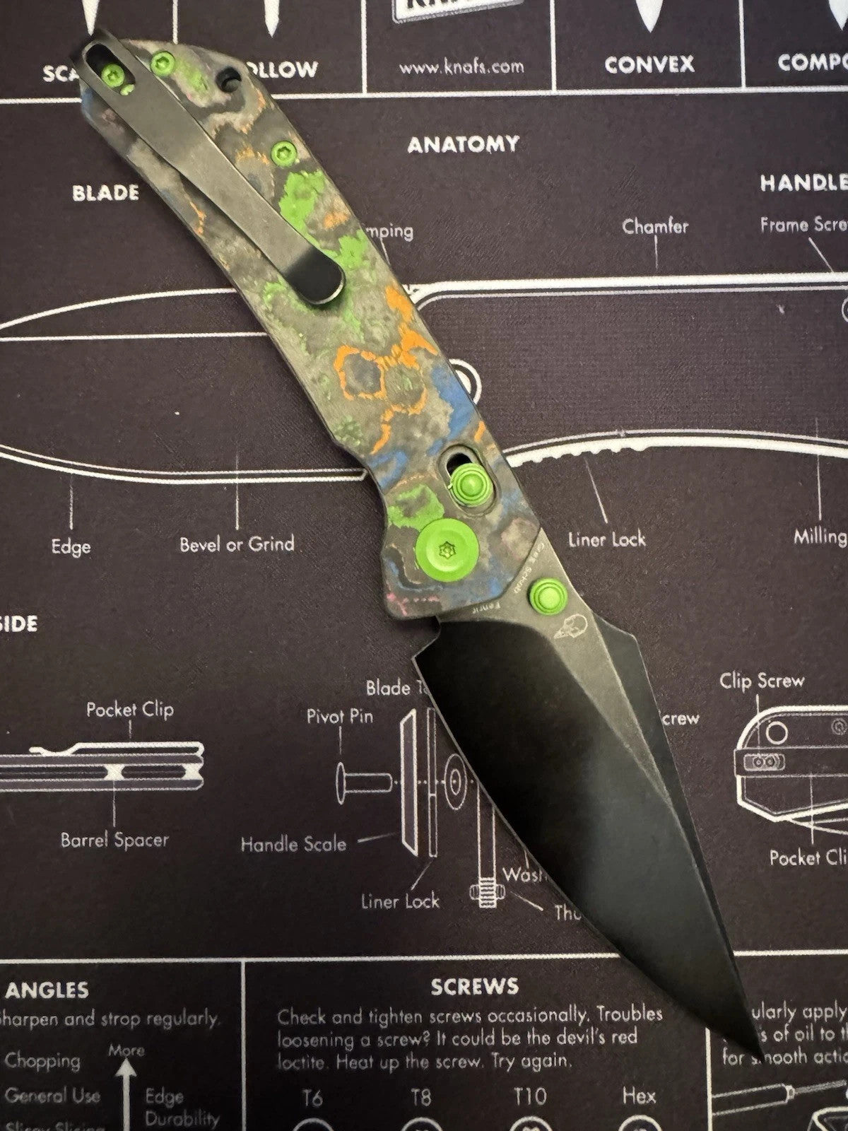 KANSEPT Fenrir Crossbar Knife 80S Camo Carbon Fiber Handle (3.48'' CPM S35V