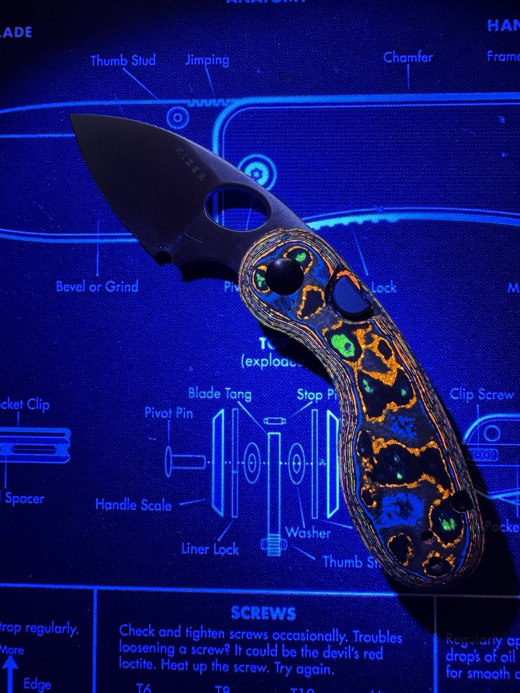 Kizer Microbe 80s Camo Carbon Fiber Folding M390 Pocket Knife 2742A1