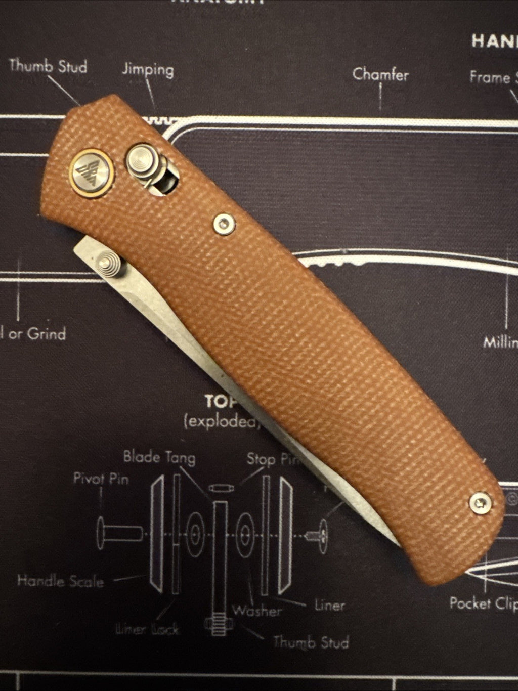 SRM Knives 255L-GK Ambi Lock Brown Micarta Folding 10Cr15CoMoV Knife 255LMN