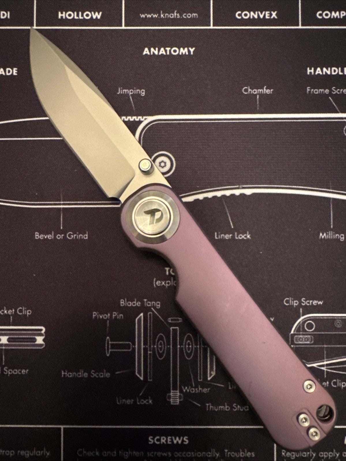 Dreamtech Button Lock, Purple Titanium Handle, DG10 Blade, Model D4245TP