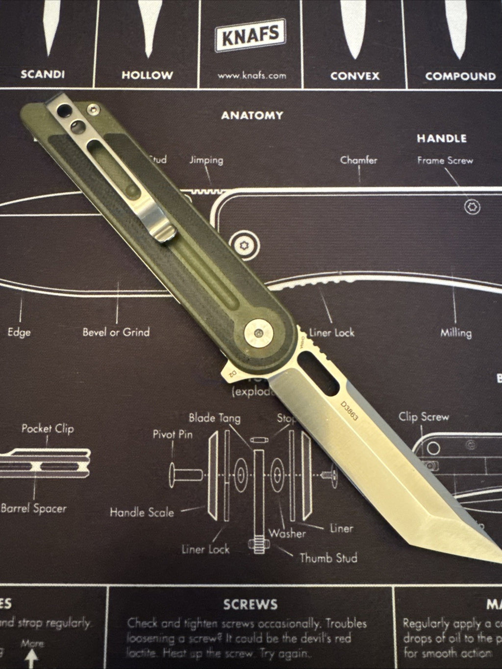 Dreamtech Liner Lock, Green G10 Handle, D2 Blade, Model D3863GG