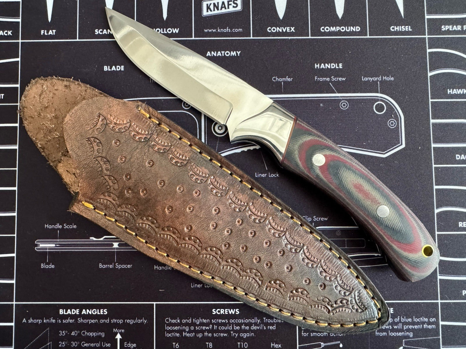 Gift-Ready 8.8" Damascus / Steel Knife Full Tang Hunt it Hunt + Leather Sheath