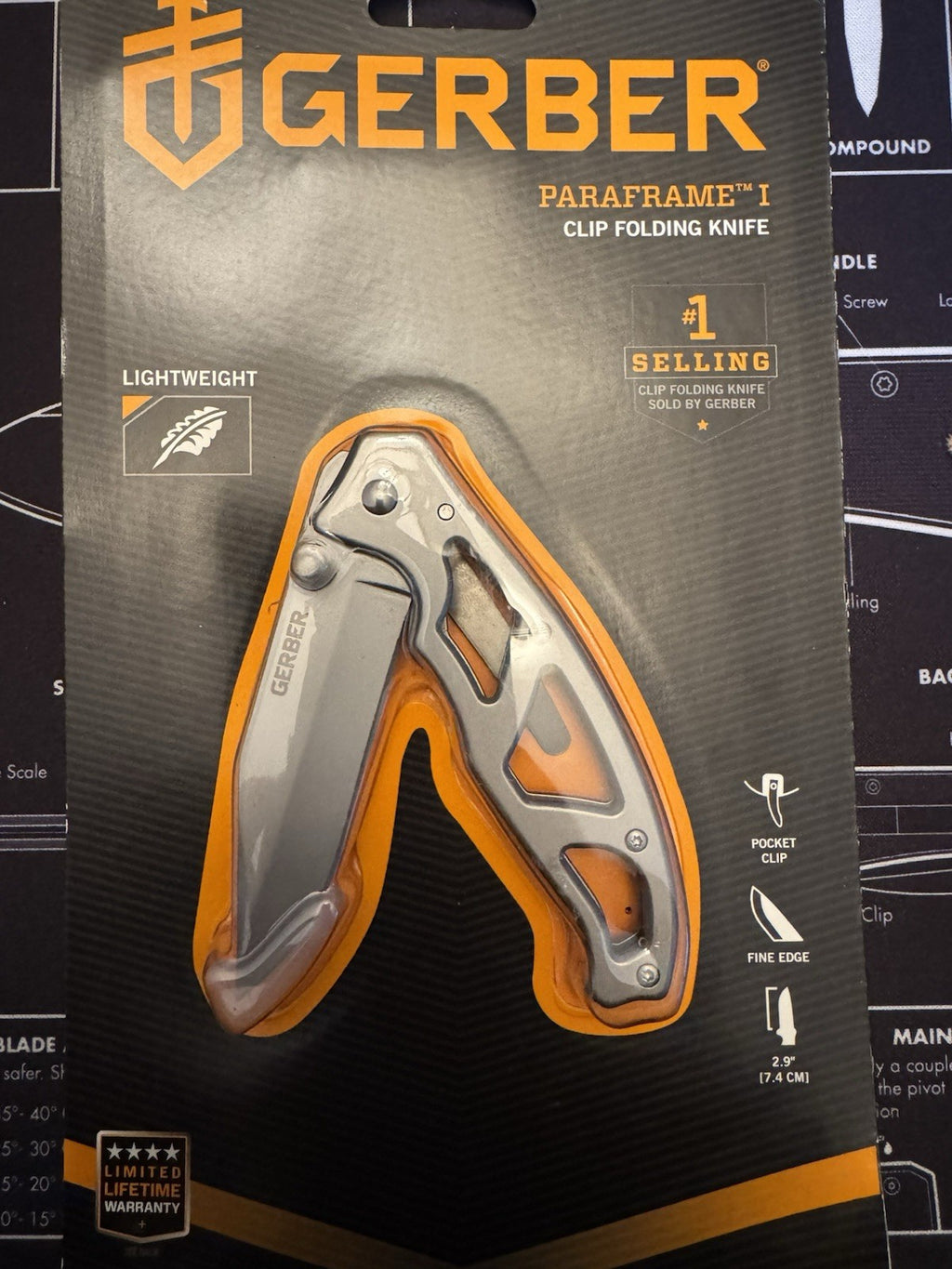 NEW Gerber Essentials Paraframe I Clip Folding Knife Fine Edge 22-48444