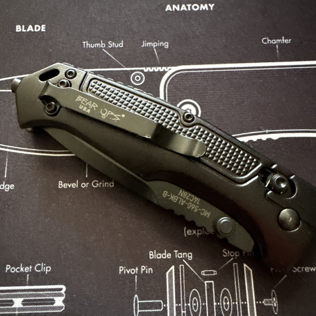 Bear Ops Rancor IV MC-550-AlBK-B-14C28N Made in USA Folding Knife Black Aluminum