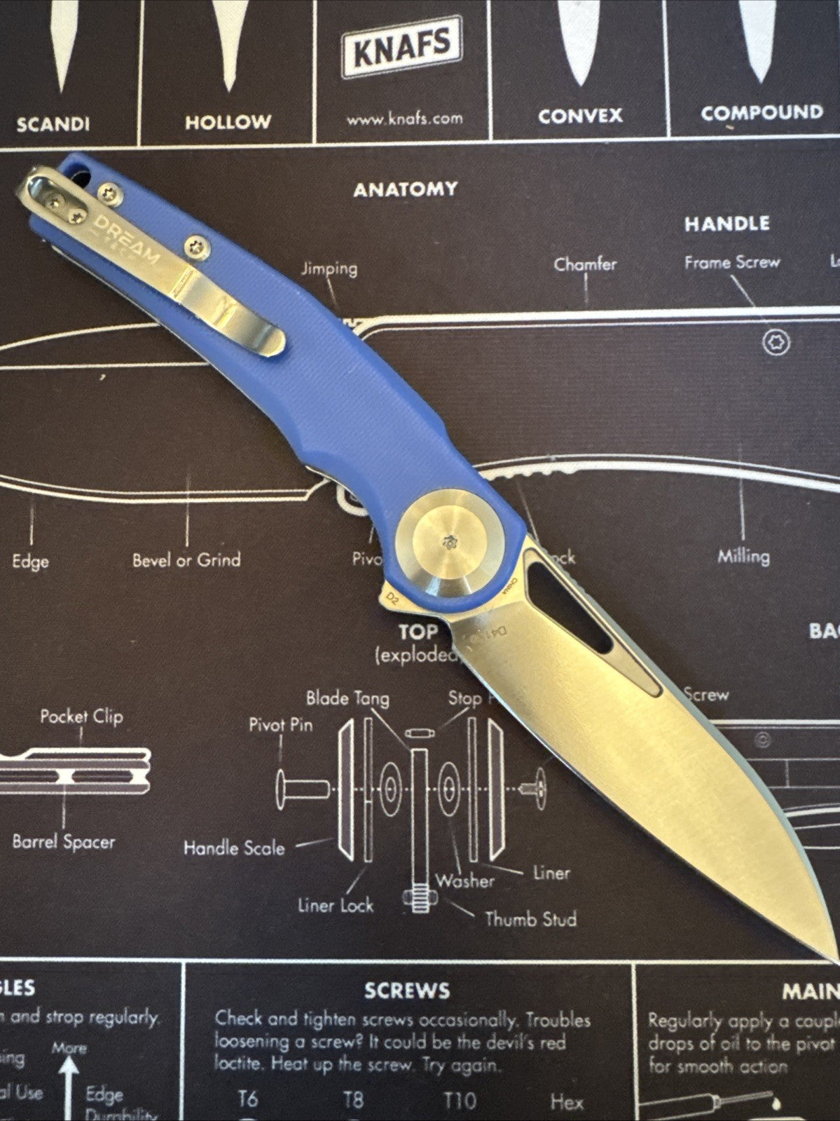 Dreamtech Button Lock, BLUE G10, D2 Steel, Model D4130BL