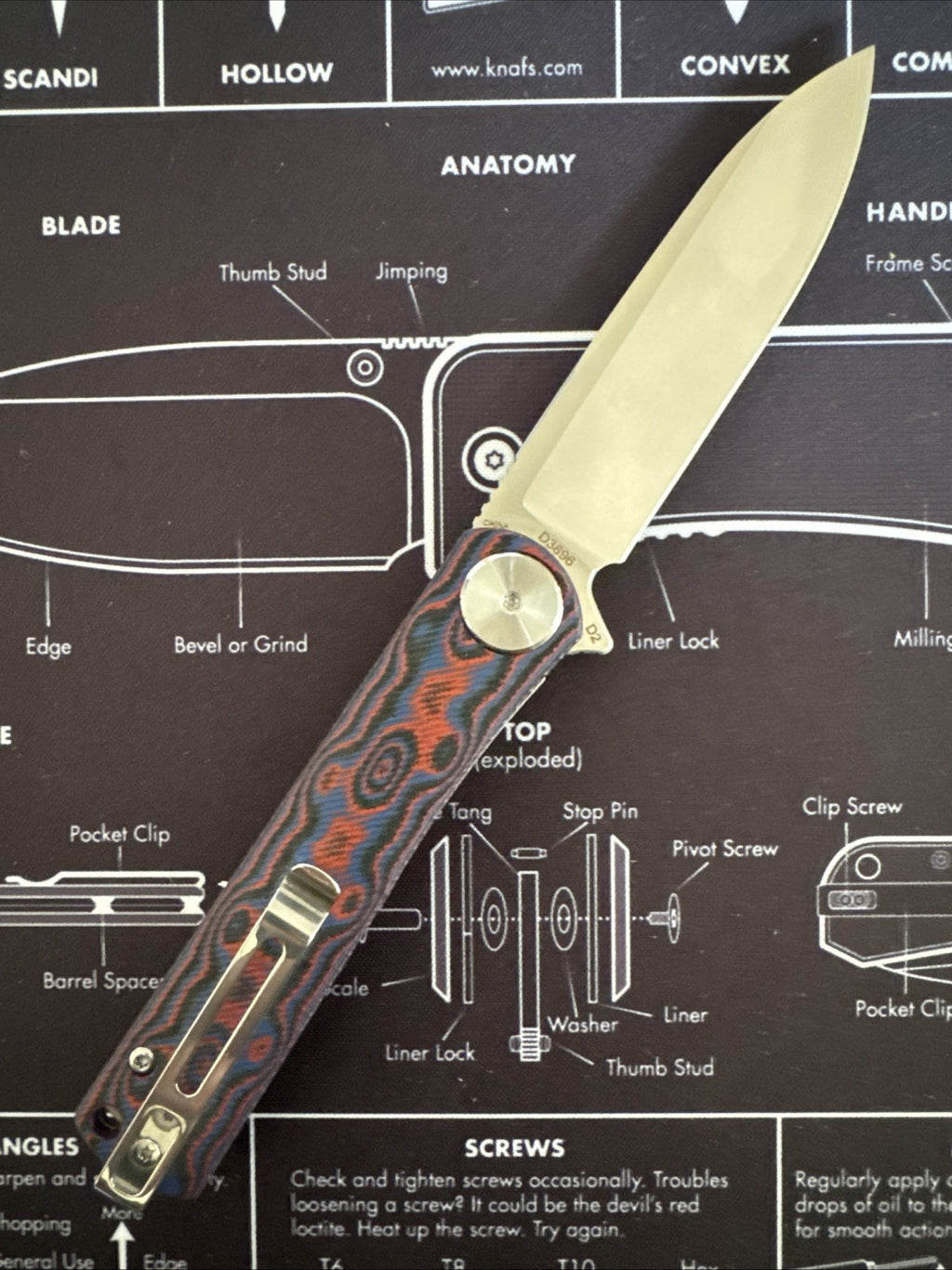 DREAMTECH Knife Folding Knife Micarta Handle D2 Blade Knife D3896