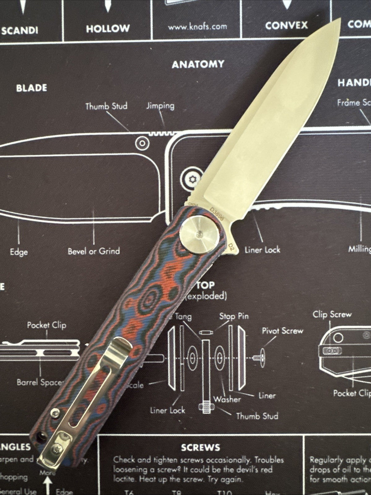 DREAMTECH Knife Folding Knife Micarta Handle D2 Blade Knife D3896