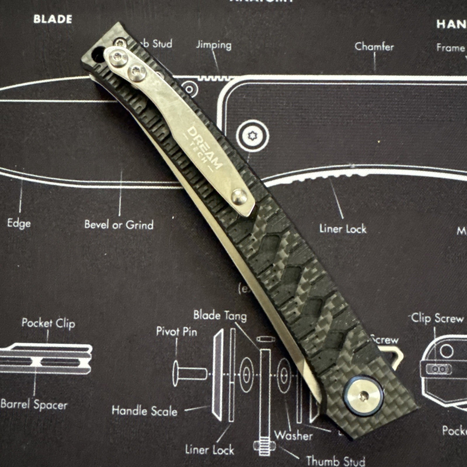 Dreamtech Carbon Fiber Handle, D2 Steel, Model: D3406