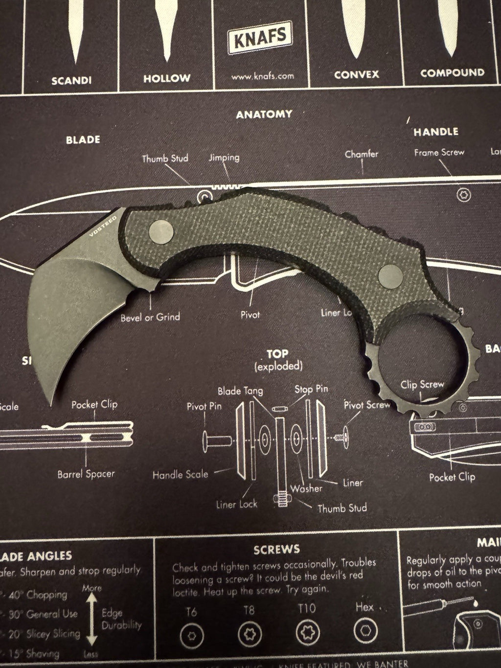 Vosteed Karambit Dirty Girl Fixed Blade Black 1.88" 14C28N Micarta Folding Knife